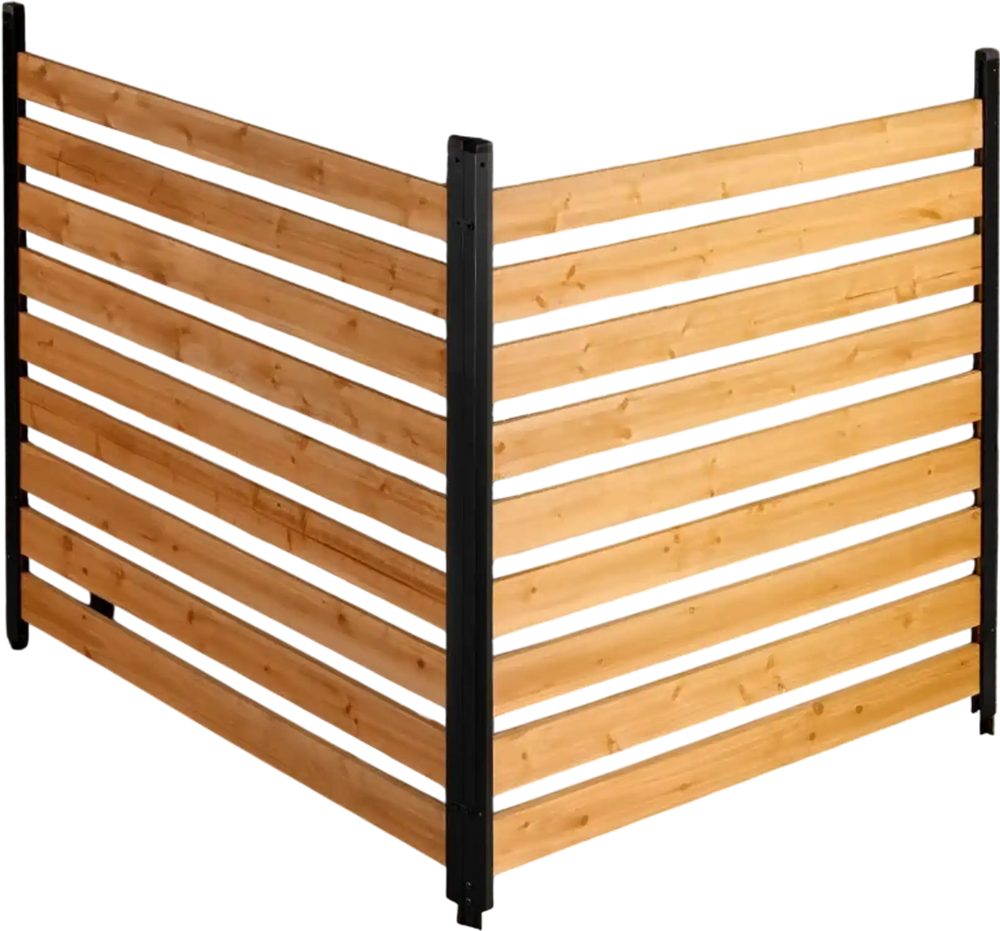 VEVOR Wooden Privacy Fence, 48 x 49 x 28 inch Air Conditioner Fence, 2 Panel Solid Outdoor Wood Privacy Screen with Metal Stakes, Steel Frame, Trash Can Hider Fences Suitable for Garden, Pool