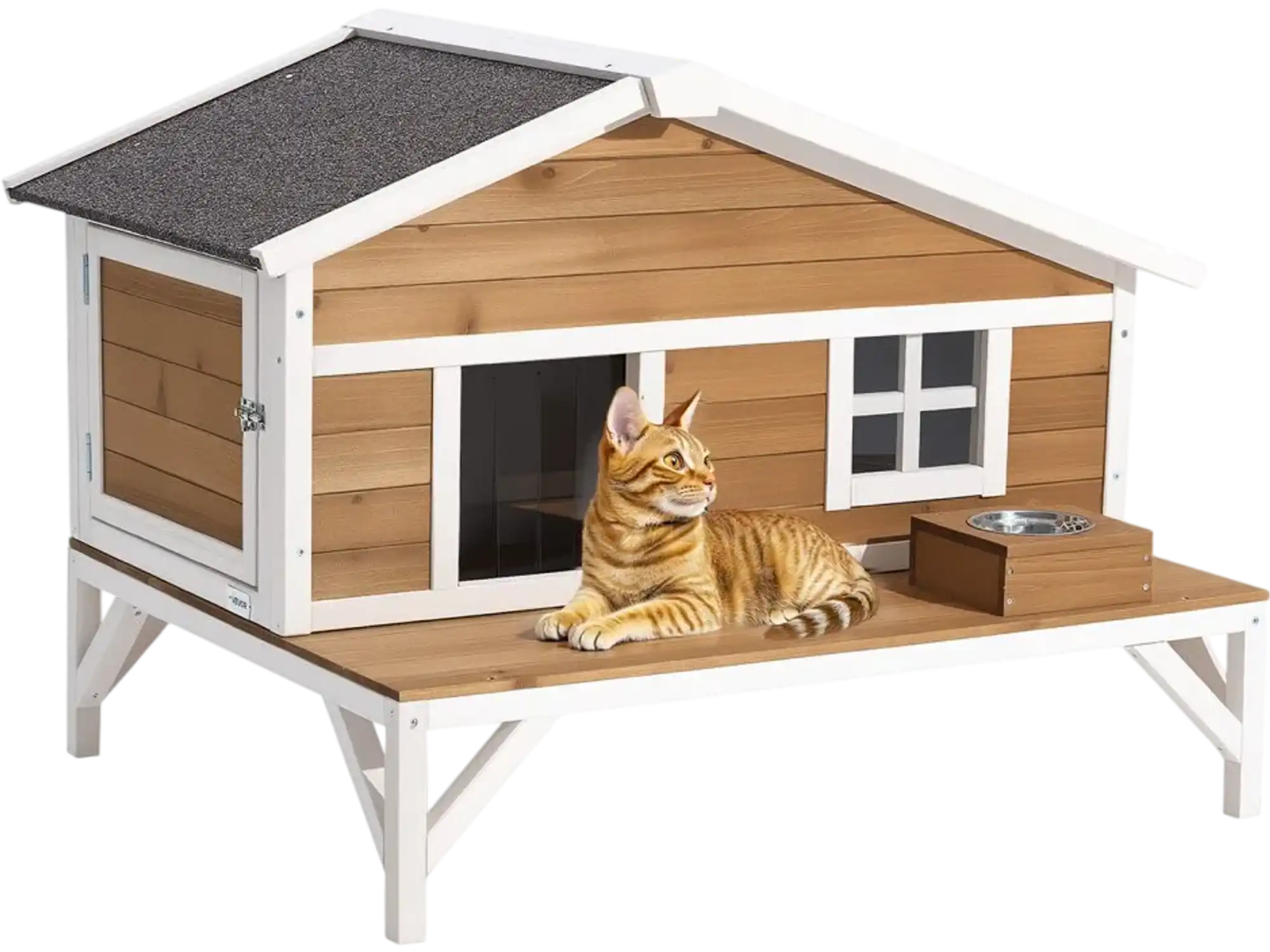 Vevor Cat House Insulated Outdoor Wooden Shelter with Platform 43.5