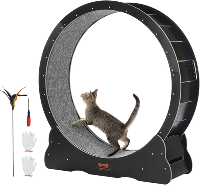 VEVOR Wooden Cat Exercise Wheel, 43.3