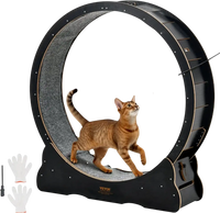 VEVOR Cat Exercise Wheel, 48 in Wooden Cat Running Wheel for Indoor Cats up to 28 lbs, Cats Treadmill with Carpeted Runway & Locking Mechanism, Quiet Kitten Sport Toys for Pets Fitness & Health, Black