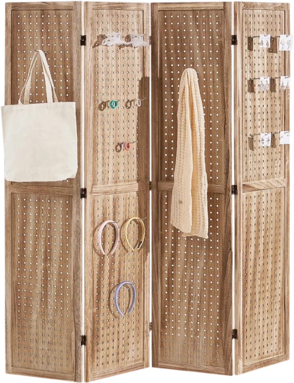 VEVOR Wood Room Divider, 4 Panel Wood Folding Privacy Screen, 66.9 Inches Tall Indoor Carved Partition Divider, Portable Decoration Screen, for Room Separation, Home, Office, Restaurant & Bedroom