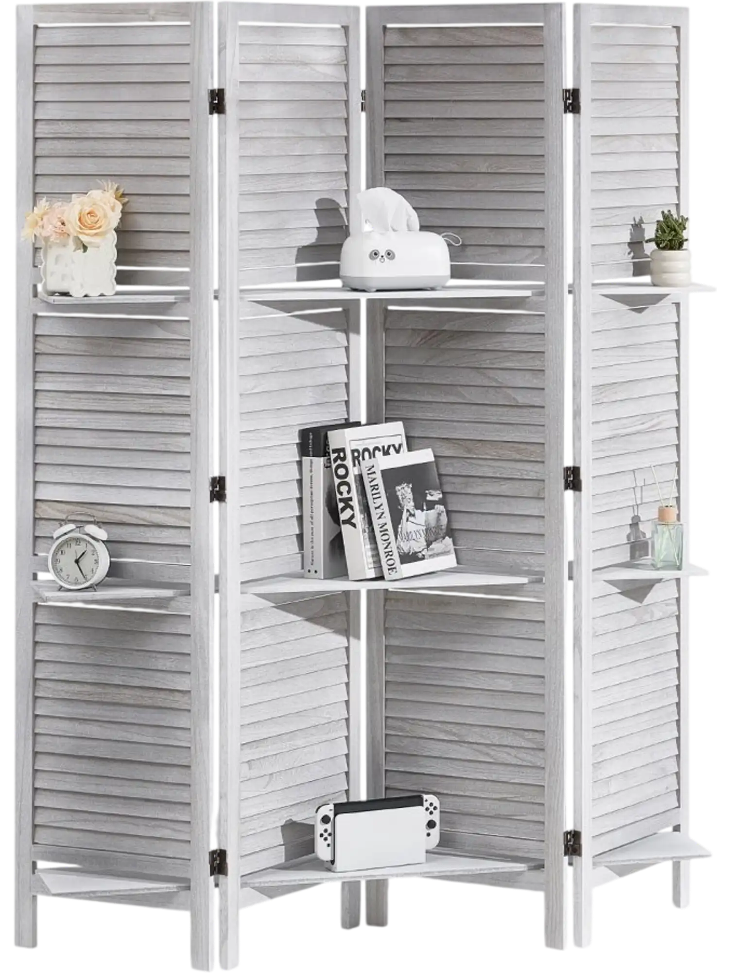 Vevor Room Divider 4-Panel Wooden Folding Privacy Screen White 66.9