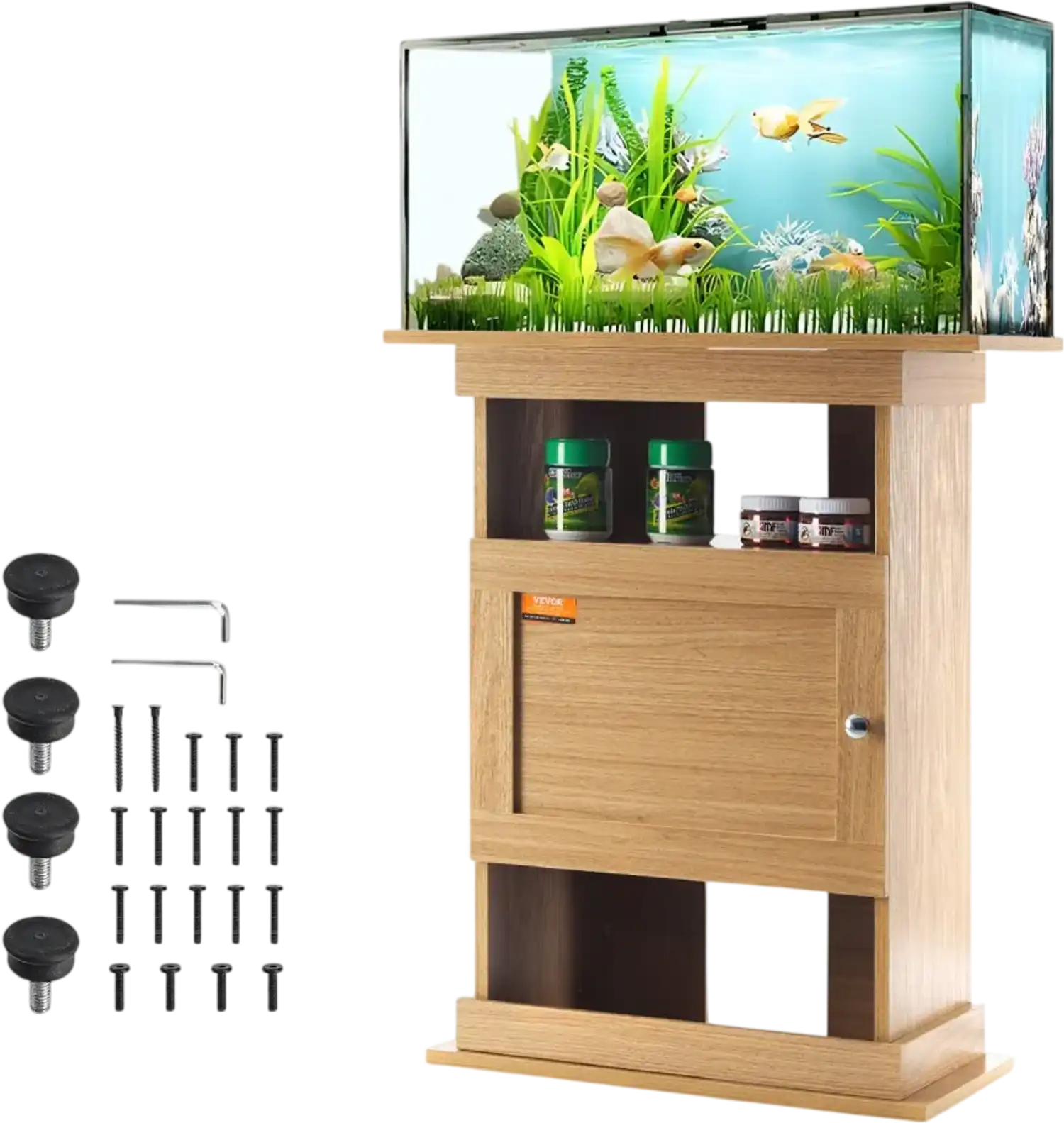 Vevor Aquarium Stand 20 Gallon Fish Tank Stand with Storage Cabinet Basswood Color New