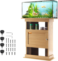 VEVOR Aquarium Stand, 20 Gallon Fish Tank Stand, 25.2 x 15.7 x 28.3 in MDF Turtle Tank Stand, 167.6 lbs Load Capacity, Reptile Tank Stand with Storage, Cabinet and Hardware Kit, Basswood Color