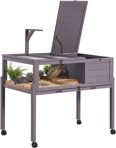 Vevor Tortoise Habitat 2-Room Wooden Tortoise House New