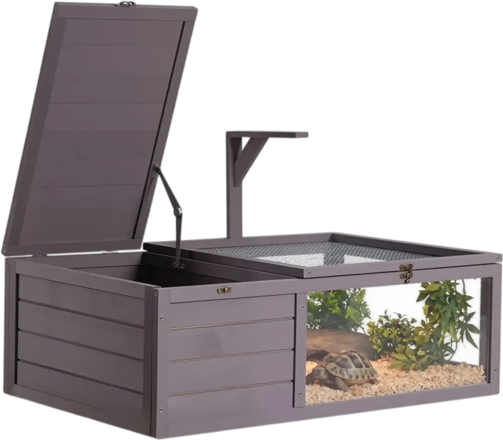 Vevor Tortoise Habitat 2-Room Wooden Tortoise House with Pull-Out Tray New