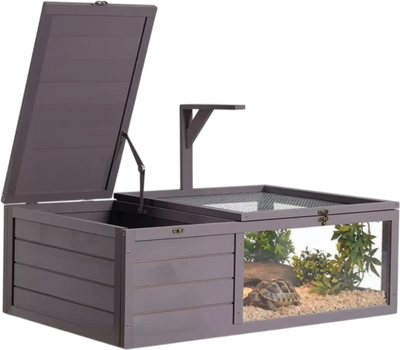 Vevor Tortoise Habitat 2-Room Wooden Tortoise House with Pull-Out Tray New