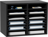 VEVOR Wood Literature Organizer, 12 Compartments, File Sorter with Removable Shelves, Mailboxes Slot for Office Home Classroom Mailrooms Organization, EPA Certified, Black