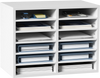 VEVOR Literature Organizers, 12 Compartments Office Mailbox with Adjustable Shelves, Wood Literature Sorter 20.4x12x16.1 inches for Office, Home, Classroom, Mailrooms Organization, EPA Certified White