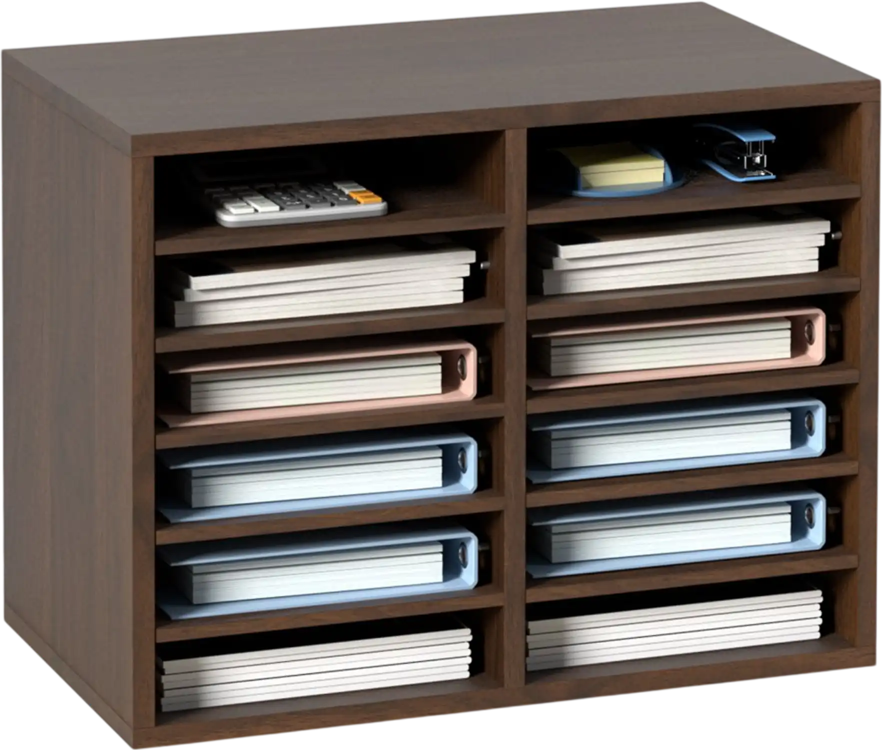Vevor Literature Organizer 12-Compartment Adjustable Shelf Wood Mail Sorter 20.4
