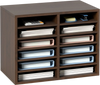VEVOR Literature Organizers, 12 Compartments Office Mailbox with Adjustable Shelves, Wood Literature Sorter 20.4x12x16.1 inches for Office, Home, Classroom, Mailrooms Organization, EPA Certified Brown