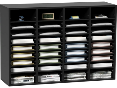VEVOR Wood Literature Organizer, 36 Compartments, File Sorter with Removable Shelves, Mailboxes Slot for Office Home Classroom Mailrooms Organization, EPA Certified, Black