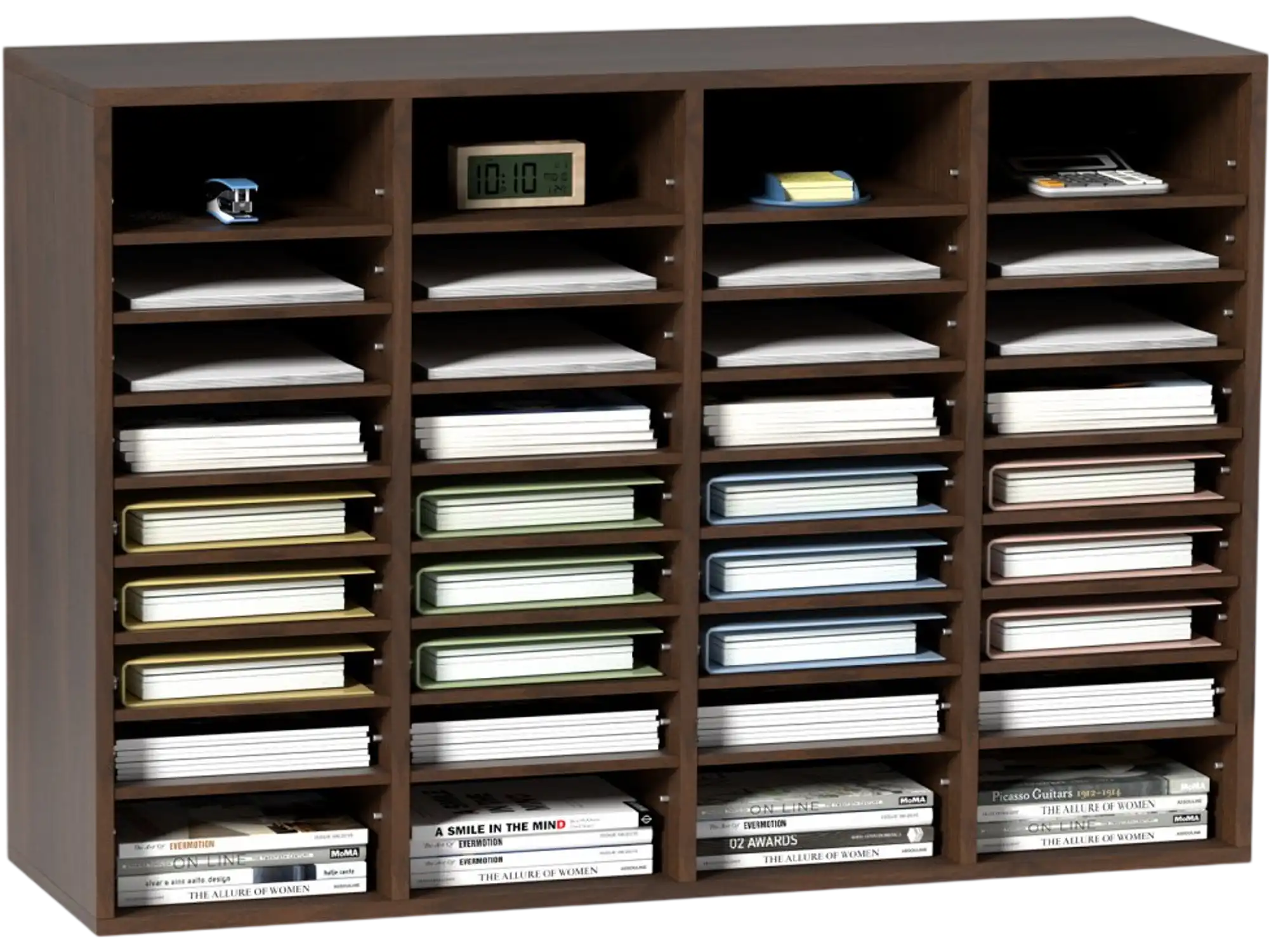 Vevor Literature Organizer 36-Compartment Wood File Sorter Mailbox 39.3