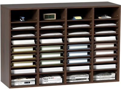 VEVOR Literature Organizers, 36 Compartments Office Mailbox with Adjustable Shelves, Wood Literature Sorter 39.3x12x26.8 inches for Office, Home, Classroom, Mailrooms Organization, EPA Certified Brown