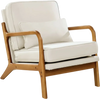 VEVOR Accent Chair, Mid Century Modern Armchair with Solid Wood Frame and Non-Slip Legs, Upholstered Leisure Chair with Linen Fabric and 5.7 in Thickened Cushion, for Living Room, Bedroom, Office