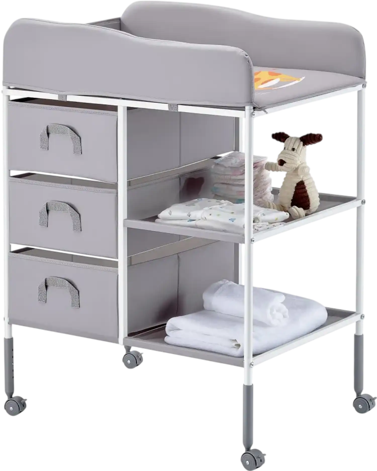 Vevor Baby Changing Table Portable Diaper Change Station with 3 Drawers & Wheels New