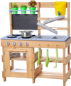 VEVOR Mud Kitchen, Outdoor Mud Kitchen for Kids, Wood Outdoor Play Kitchens with Stoves, Hooks, Sinks, Planting Shovels, Spatulas, Handle, Cookware Pots and Accessories, Play with Water and Sand