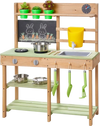 VEVOR Mud Kitchen, Outdoor Mud Kitchen for Kids, Wood Outdoor Play Kitchens with Stoves, Tank, Sink, Planting Shovels, Spatulas, Box, Cookware Pots and Accessories, Wooden Play Kitchens for Home, Lawn