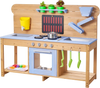 VEVOR Mud Kitchen, Outdoor Mud Kitchen for Kids, Wood Outdoor Play Kitchens with Stoves, Hooks, Double Sinks, Planting Shovels, Spatulas, Cookware Pots and Accessories, Play with Water and Sand