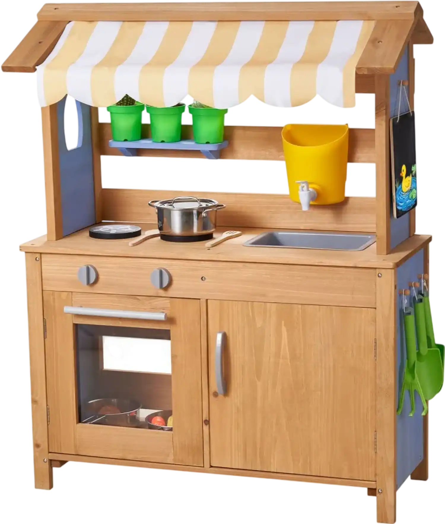 Vevor Mud Kitchen Outdoor Wooden Play Kitchen with Sink, Canopy & Accessories New