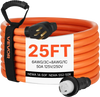 VEVOR 50 Amp Generator Cord, 25 Feet, 125/250V RV Power Cord NEMA 14-50P to SS2-50R with Twist Lock, Grip Handle, Heavy Duty 6AWG/3 + 8AWG/1 Generator Cable, for RV Camper Generator to House, Orange