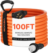VEVOR 50 Amp Generator Cord, 100 Feet, 125/250V RV Power Cord NEMA 14-50P to SS2-50R with Twist Lock, Grip Handle, Heavy Duty 6AWG/3 + 8AWG/1 Generator Cable, for RV Camper Generator to House, Orange