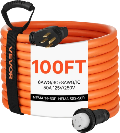 Vevor Generator Cord 50 Amp 100' 125/250V RV Power Cord New