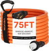 VEVOR 50 Amp Generator Cord, 75 Feet, 125/250V RV Power Cord NEMA 14-50P to SS2-50R with Twist Lock, Grip Handle, Heavy Duty 6AWG/3 + 8AWG/1 Generator Cable, for RV Camper Generator to House, Orange