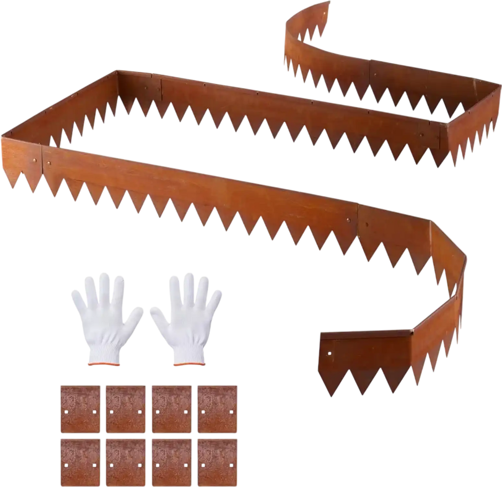 VEVOR Corten Steel Landscape Edging, 6-Pack 40 x 6 Inch Metal Edging for Landscaping with 8 Connecting Plates, Bendable Metal Garden Edge Border for Flower Bed, Yard Pathway, Rust