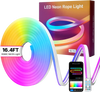 VEVOR LED Neon Rope Light, 16.4 ft, Flexible RGB-IC LED Strip Light, Control with App/Remote, Works with Alexa & Google Assistant, Music Syncing, Custom DIY Neon Flex Lights, for Bedroom Gaming Indoor
