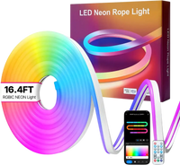 VEVOR LED Neon Rope Light, 16.4 ft, Flexible RGB-IC LED Strip Light, Control with App/Remote, Works with Alexa & Google Assistant, Music Syncing, Custom DIY Neon Flex Lights, for Bedroom Gaming Indoor
