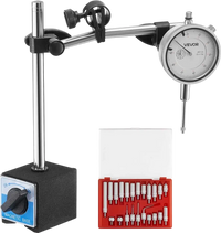 VEVOR Dial Test Indicator with Dual Rod Stand and Storage Case, 0.001 inch Accuracy, 0-1 inch Range, Fine Adjustable Long Arm, Non-Magnetic Centering Rods for Machine Set-Up, Narrow Area Measurement