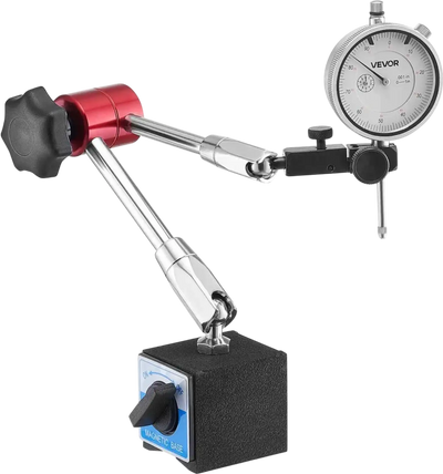VEVOR Dial Test Indicator with Magnetic Flexible Base Stand, 0.001 inch Accuracy, 0-1 inch Range, Fine Adjustable Long Arm, Professional for Machine Set-Up, Narrow Area Measurement, Easy to Read