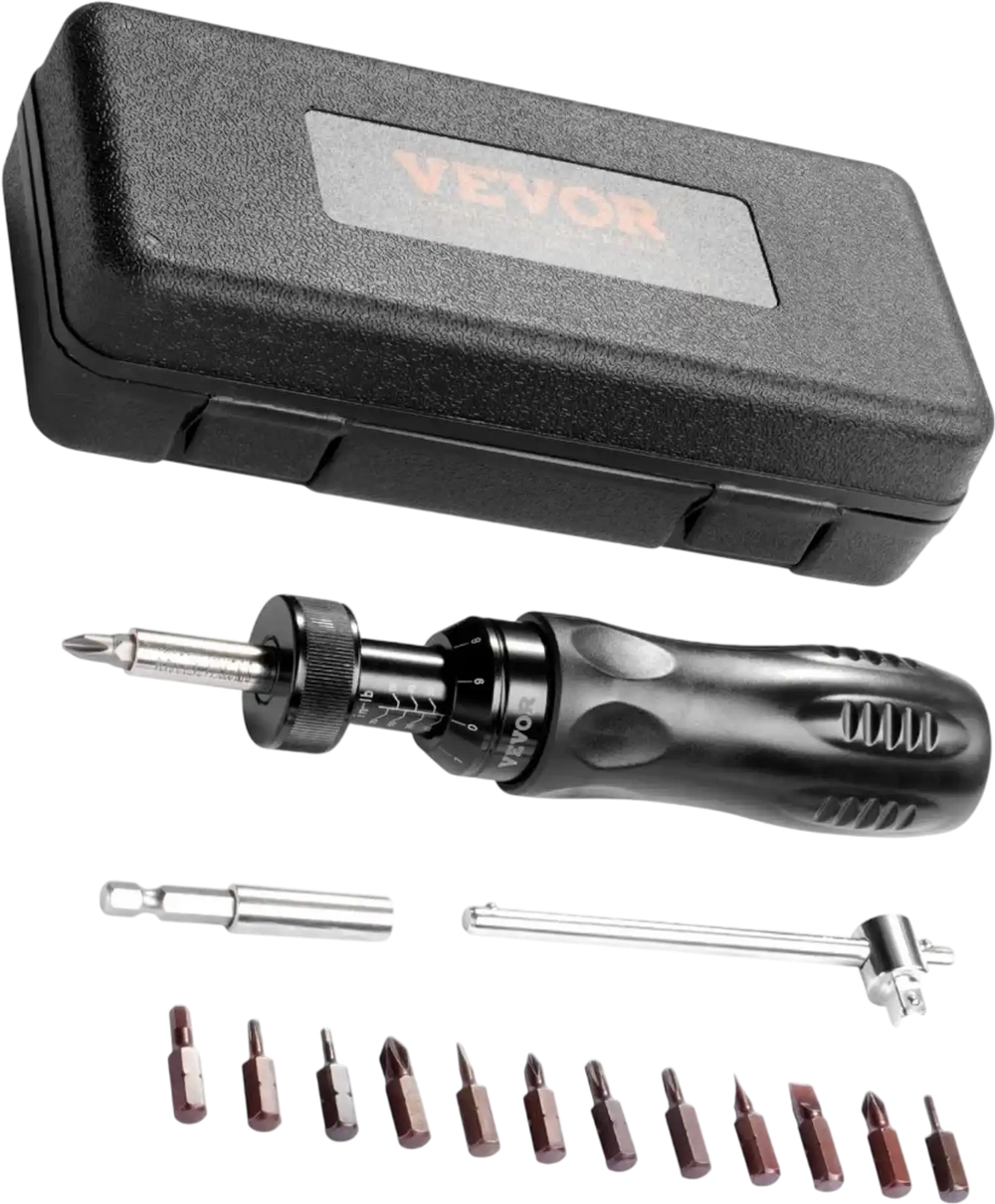 VEVOR Torque Screwdriver, 1/4" Drive Screwdriver Torque Wrench, Electrician Torque Screwdriver with Scale, 10-70 in/lbs Torque Range, 1 in-lbs Torque Increment Torque Screwdriver with Bits & Case