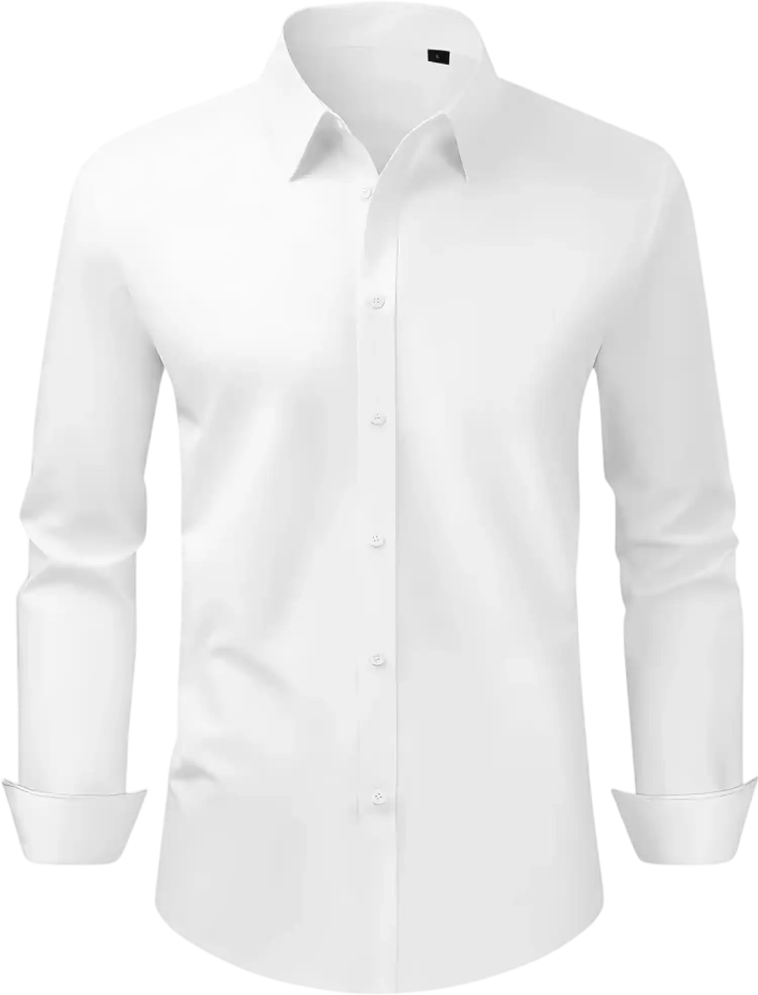Vevor Shirt Men's Long Sleeve Wrinkle-Free Business Casual White Large New