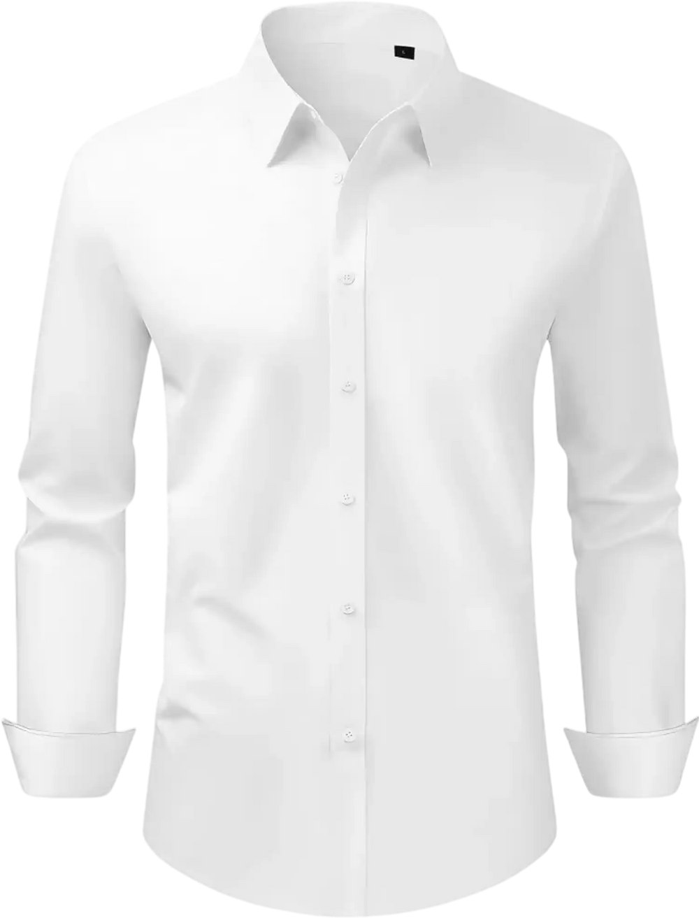 VEVOR Men's Button Up Shirt, Mens Long Sleeve Wrinkle-free Button Down Dress Shirts, Slim Fit Soft Stretch Fabric for Business Casual or Formal, Work, Wedding, Dinner, White, L Size