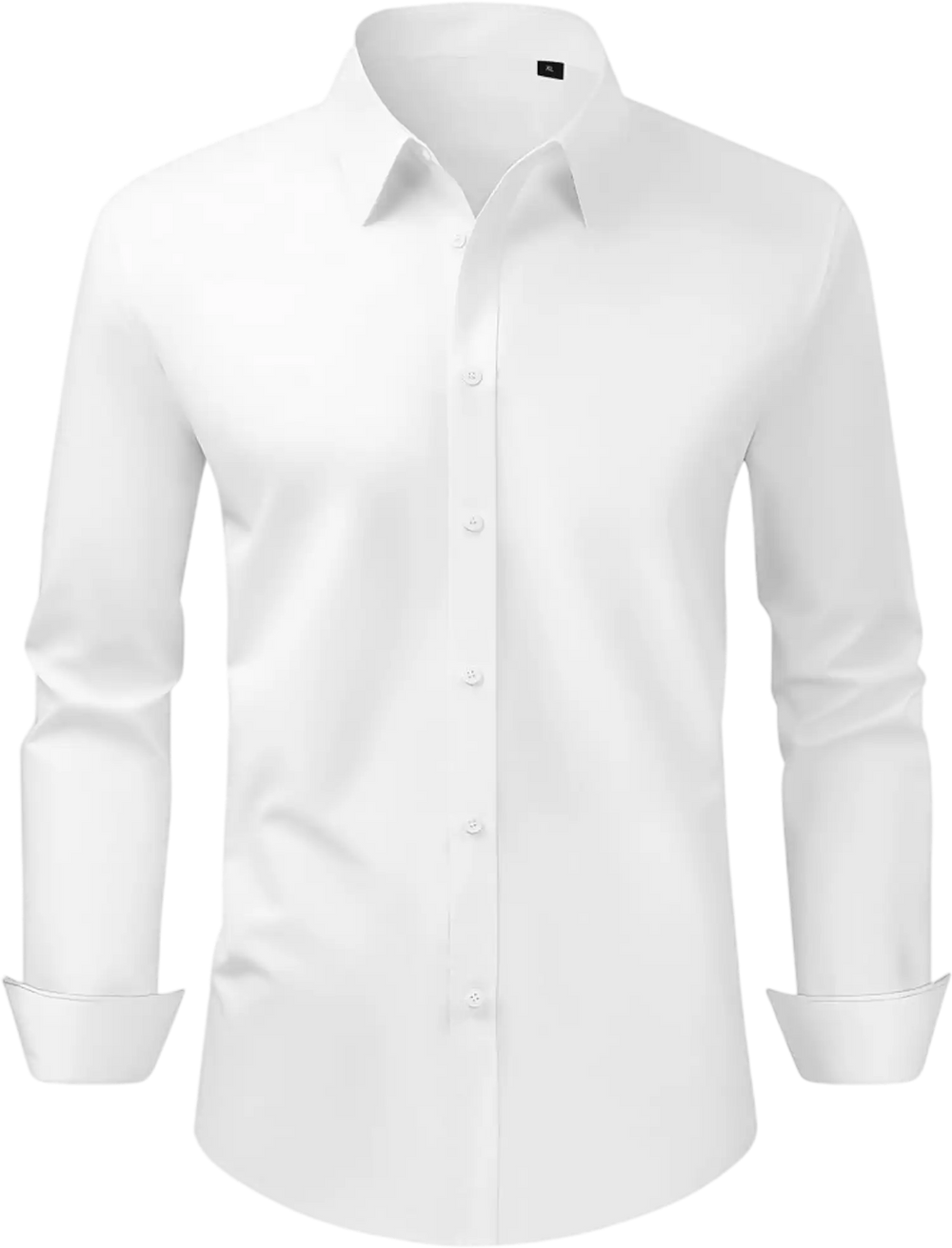 VEVOR Men's Button Up Shirt, Mens Long Sleeve Wrinkle-free Button Down Dress Shirts, Slim Fit Soft Stretch Fabric for Business Casual or Formal, Work, Wedding, Dinner, White, XL Size