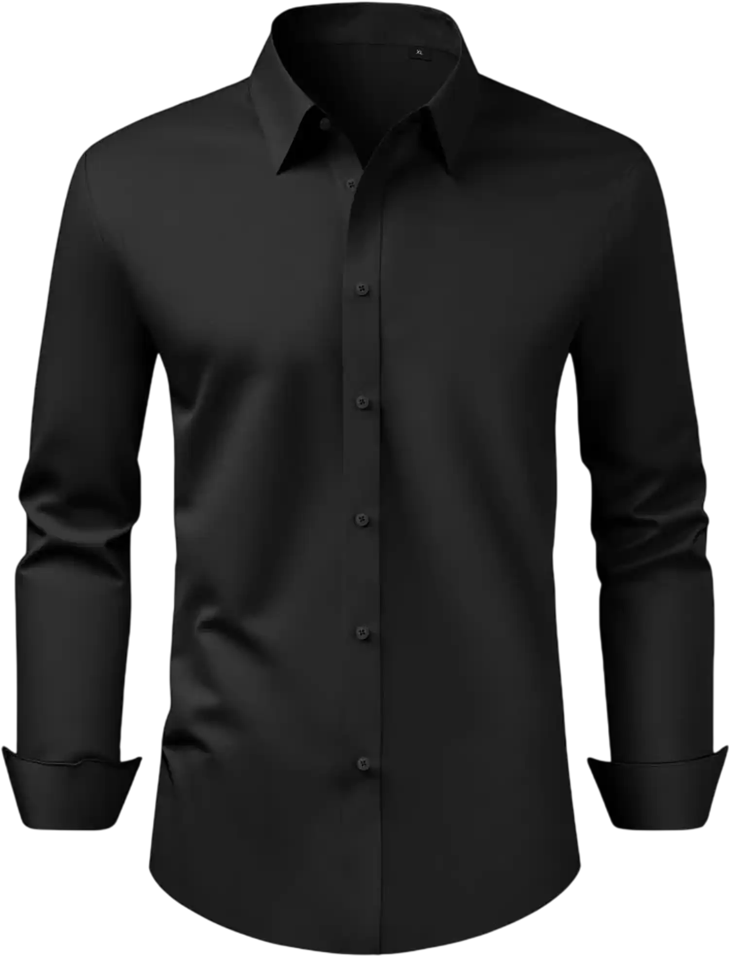 Vevor Button Up Shirt Men's Long Sleeve Wrinkle-Free Business Casual Black New