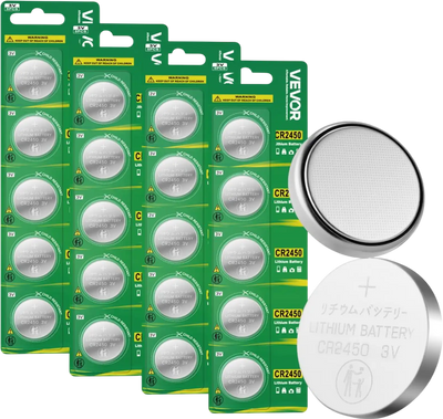 Vevor Lithium Coin Battery CR2450 3V 600mAh 20 Count New