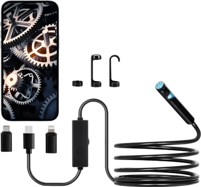VEVOR Endoscope Camera with Light, Dual Lens Borescope for Android & IOS, 1920P HD Inspection Camera with 8 + 1 LED Lights, 2X Zoom, 10FT Snake Cable, IP67 Waterproof Snake Camera for Auto, Plumbing