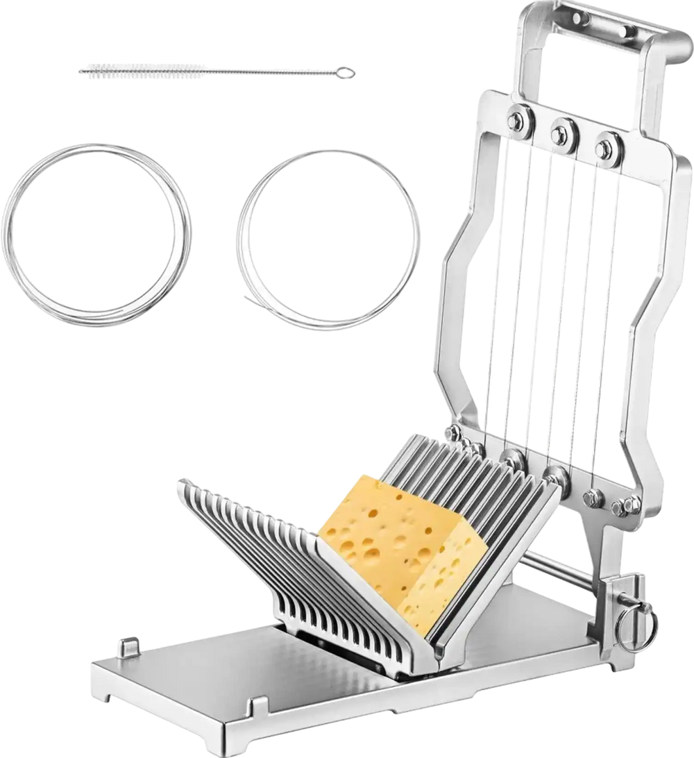 VEVOR Cheese Cutter With Wire 1 cm & 2 cm Cheeser Butter Cutting Blade Replaceable Cheese Slicer Wire, Aluminum Alloy Commercial Cheese Slicer with 304 Stainless Steel Wire Kitchen Cooking Baking Tool