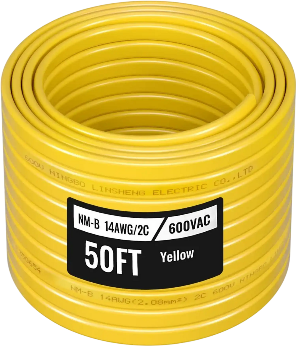 VEVOR NM-B Wire, 14AWG/2C Non-Mettalic Residential Indoor Electrical Wire with Ground, PVC Sheathed High-Purity Copper Core Cable, for Outlets, Switches, Other Loads & Lighting Wiring Projects(50 ft)