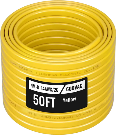 VEVOR NM-B Wire, 14AWG/2C Non-Mettalic Residential Indoor Electrical Wire with Ground, PVC Sheathed High-Purity Copper Core Cable, for Outlets, Switches, Other Loads & Lighting Wiring Projects(50 ft)