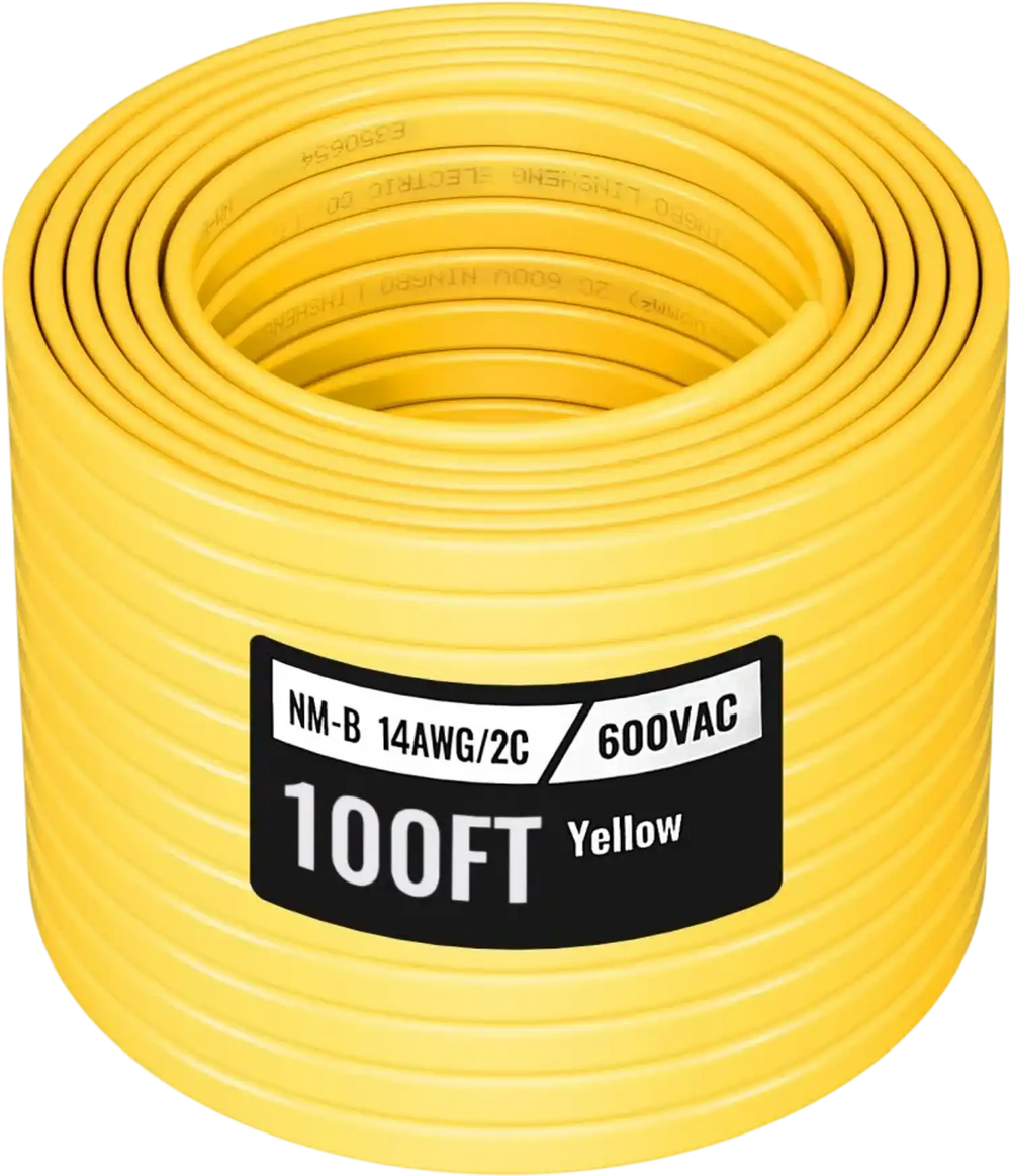 VEVOR NM-B Wire, 14AWG/2C Non-Mettalic Residential Indoor Electrical Wire with Ground, PVC Sheathed High-Purity Copper Core Cable, for Outlets, Switches, Other Loads & Lighting Wiring Project(100 ft)