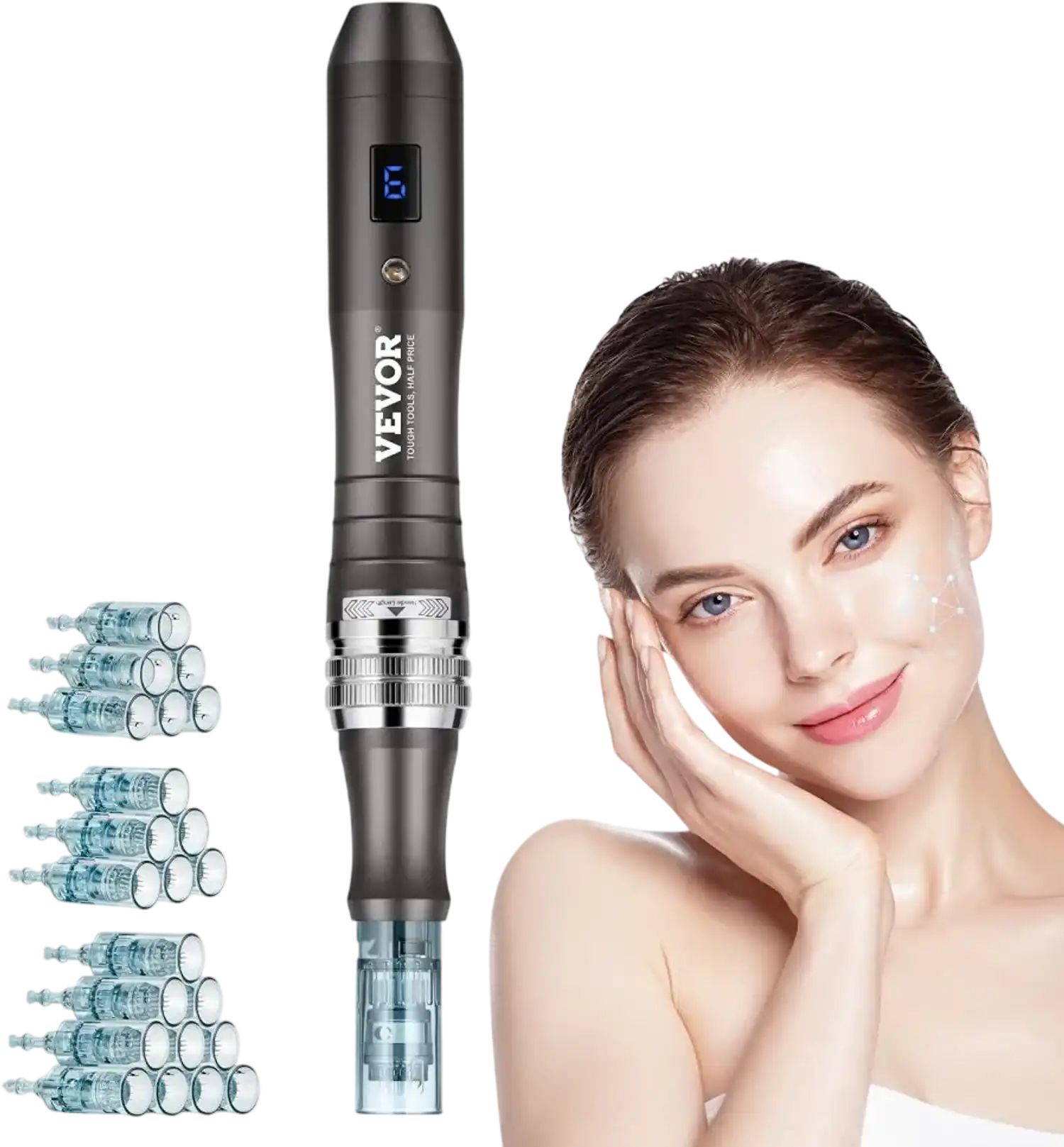 Vevor Microneedling Pen Professional Electric Derma Pen with 22 Disposable Cartridges New