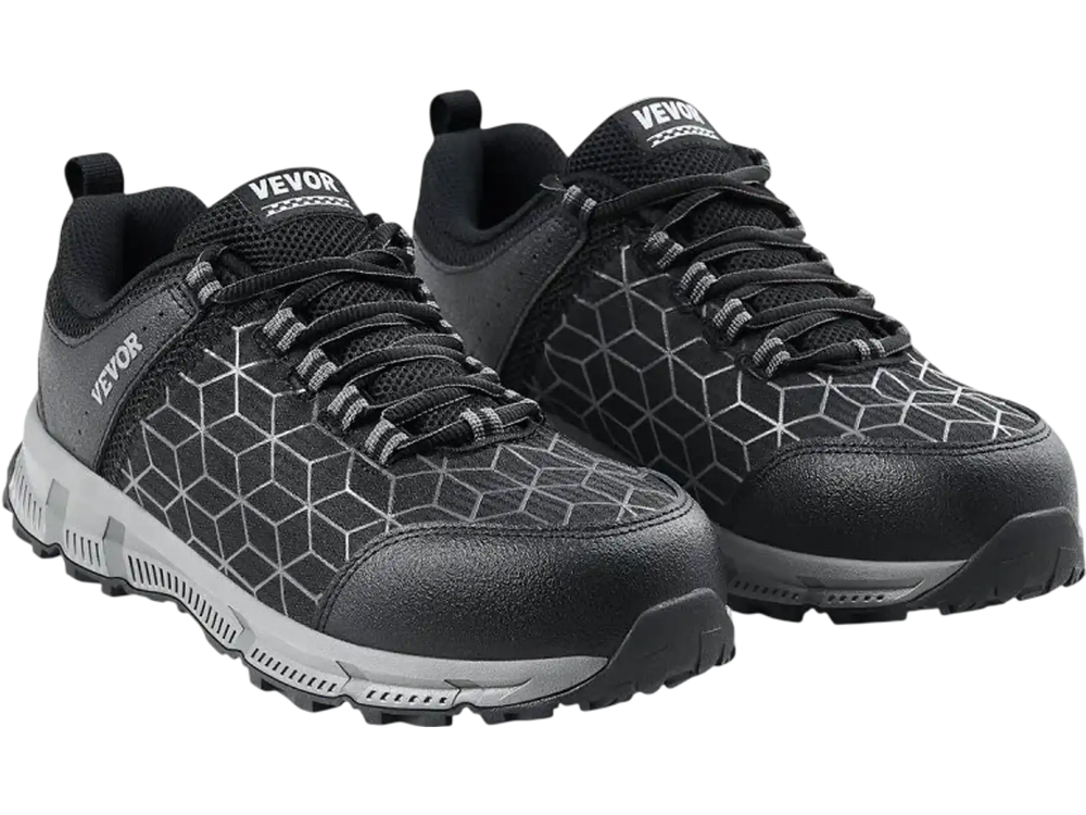 VEVOR Steel Toe Shoes for Men, US Size 9, Men’s Cushion Sport Safety Toe Athletic Work Shoe, Indestructible Safety Sneakers Lightweight,Breathable Industry Construction Work Shoes, Black