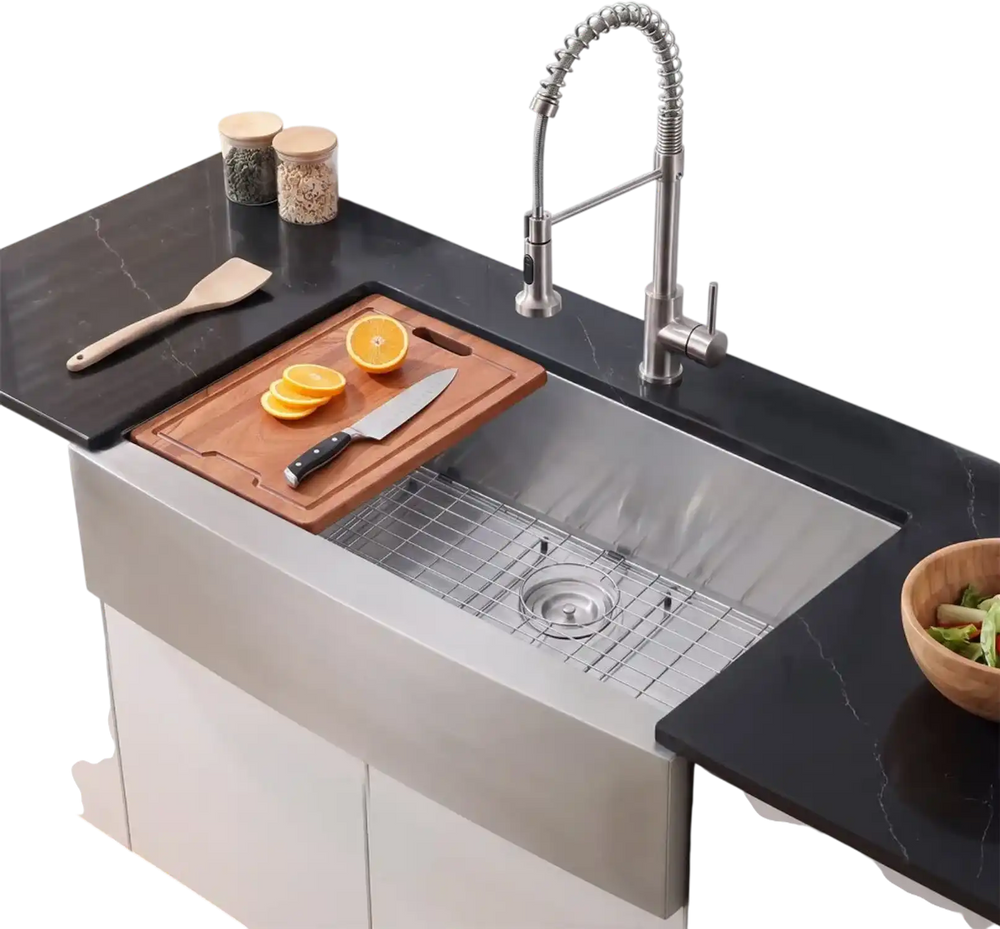 VEVOR 33-inch Kitchen Undermount Single Bowl Sinks, Stainless Steel Drop-In Farmhouse Basin with Accessories, Household Dishwasher Sinks for RV, Prep Kitchen, Laundry Room, Bar