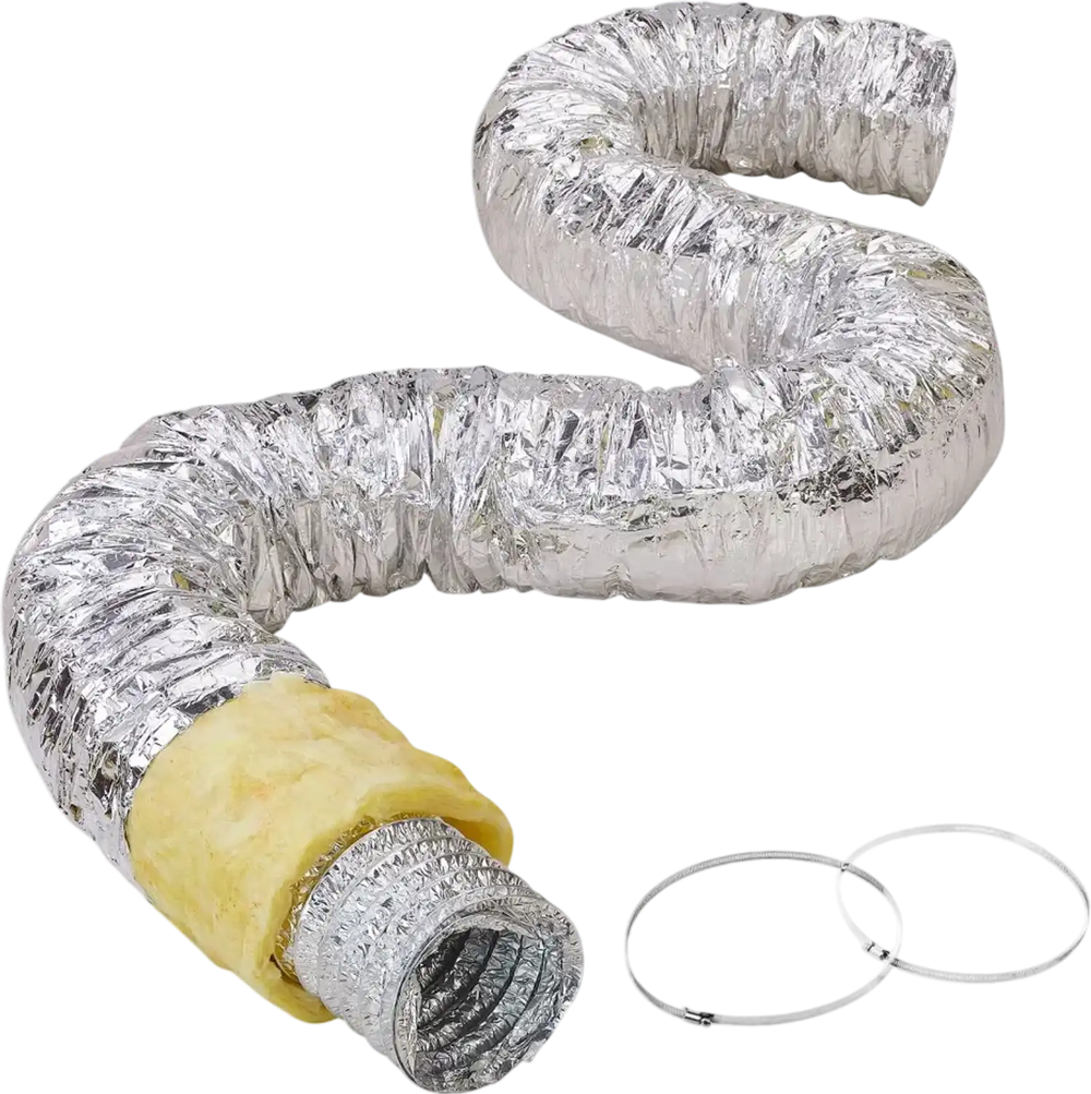 VEVOR Dryer Vent Hose, 5'' Insulated Flexible Duct 25FT Long with 2 Duct Clamps, Heavy-Duty Three Layer Protection for HVAC Heating Cooling Ventilation and Exhaust, R-4.2 Flame Resistance Value