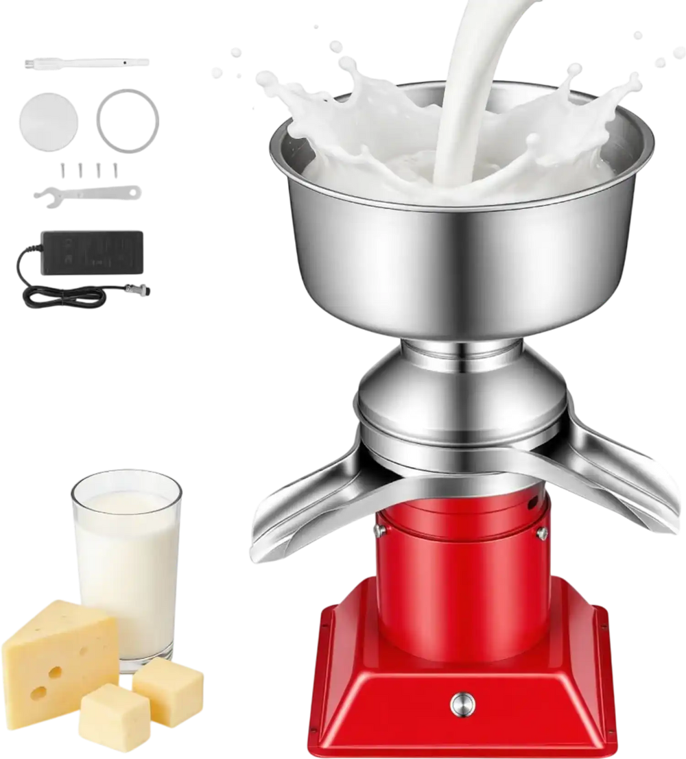 VEVOR Electric Milk Cream Separator, 60L/H Output 10500RPM Milk Cream Centrifugal Separator, 304 Stainless Steel Goat Cow Milk Skimmer Separating Machine with 4.5L Bowl Capacity (40W, 100-240V)