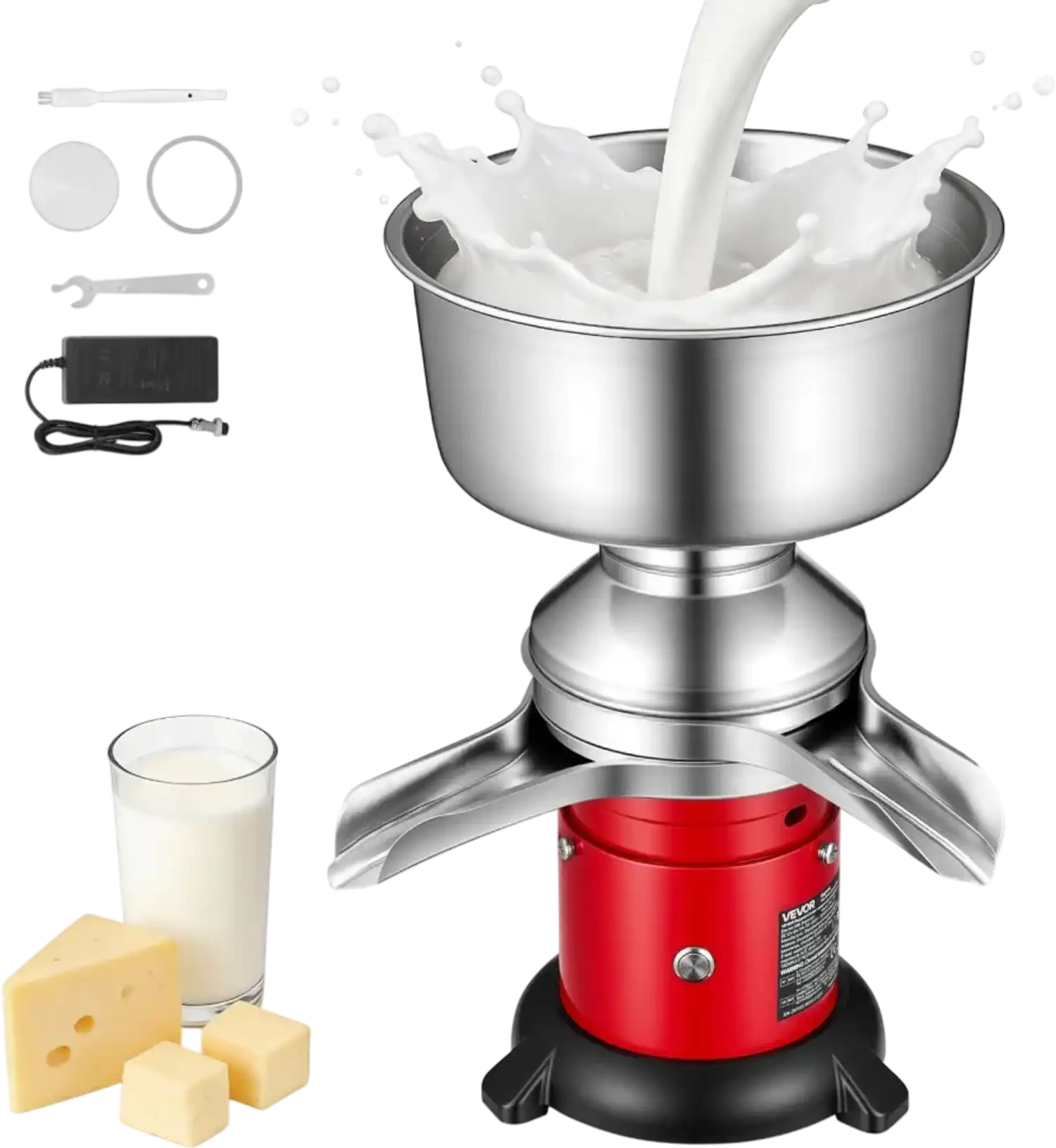 Vevor Milk Cream Separator Electric 60L/H 10500RPM 4.5L Stainless Steel New